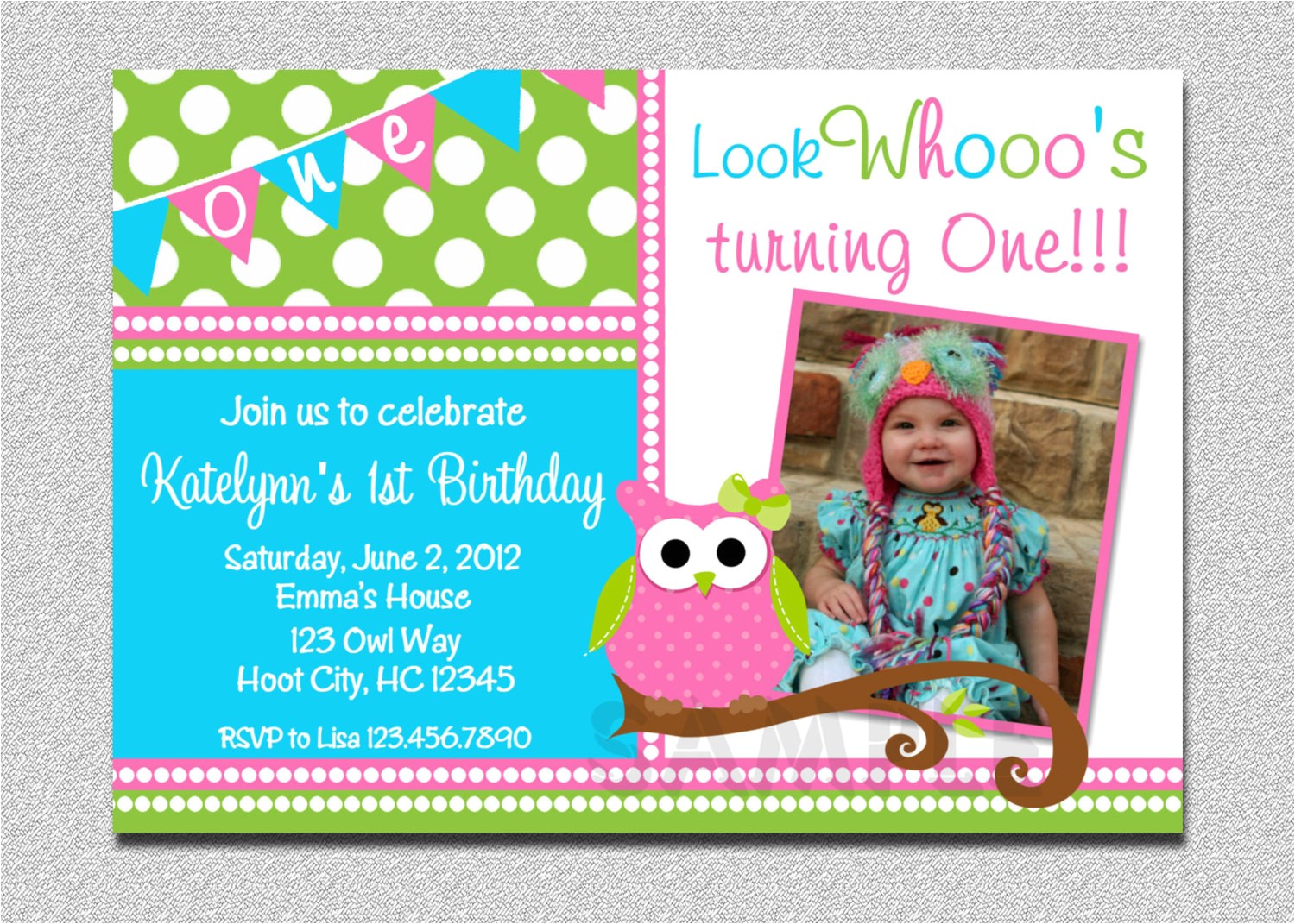 Owl First Birthday Invitations Owl Birthday Invitation Pink and Green Owl Birthday Party Owl First Birthday Invitations Owl Birthday Invitation Pink and Green Owl Birthday Party