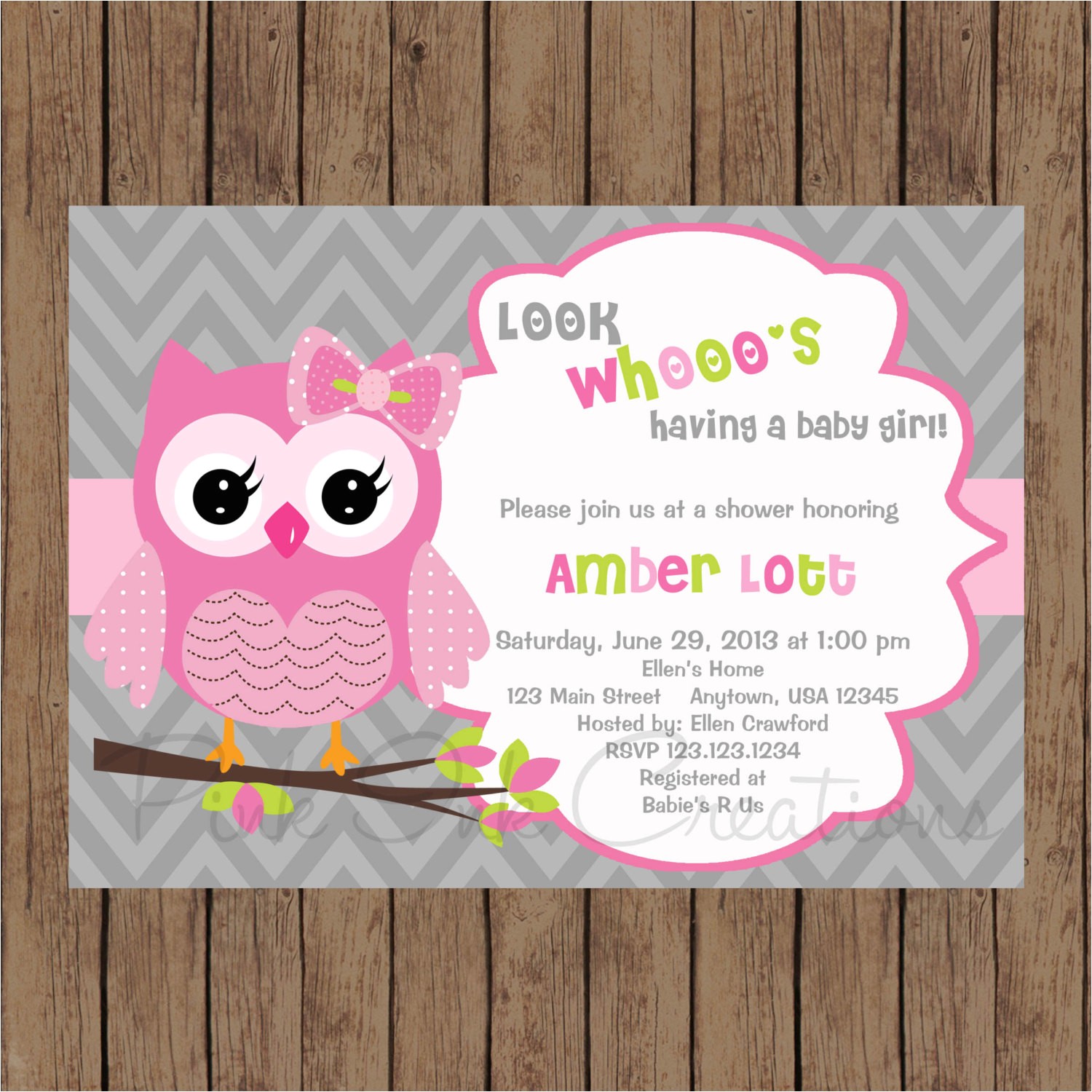 Owl Invites for Baby Shower Owl Birthday Invitation Pink Gray Owl Baby Shower Invitation