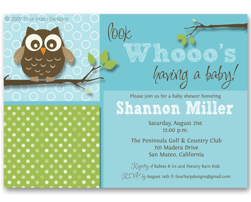 Owl Invites for Baby Shower Owl themed Baby Shower Invitation