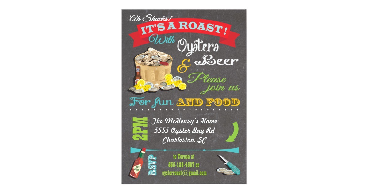 Oyster Roast Birthday Invitations Chalkboard Oyster Roast Party Invitations Zazzle