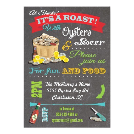 Oyster Roast Birthday Invitations Chalkboard Oyster Roast Party Invitations Zazzle