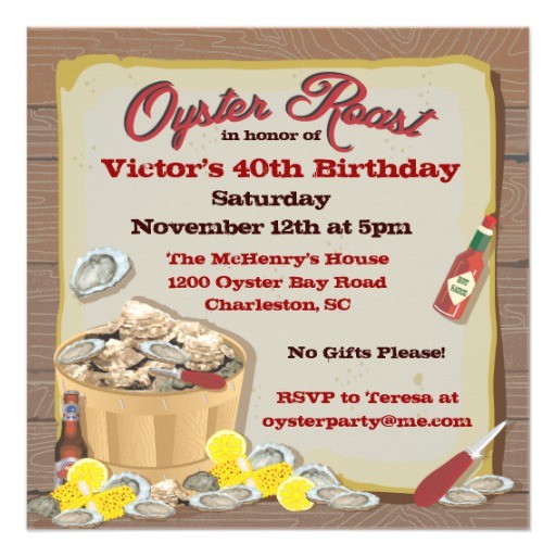 Oyster Roast Birthday Invitations Personalized Oyster Roast Party Invitations