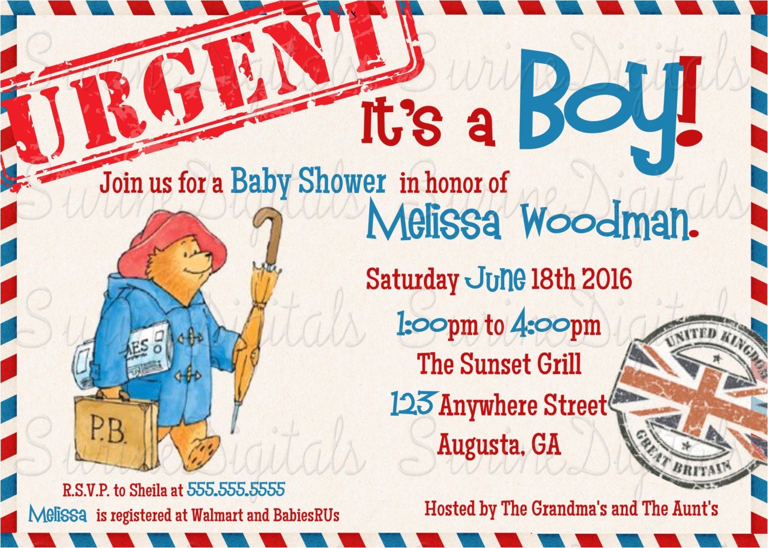 Paddington Bear Baby Shower Invitations Paddington Bear Baby Shower Invitation It S A Boy Baby