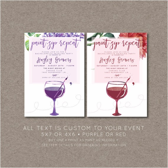 Painting with A Twist Birthday Party Invitations Paint Sip Repeat Painting Party Invitations Wine Art Party