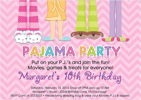 Pajama Party Invitations for Adults Pajama Party Sleepover Birthday Party Invitation In Pink