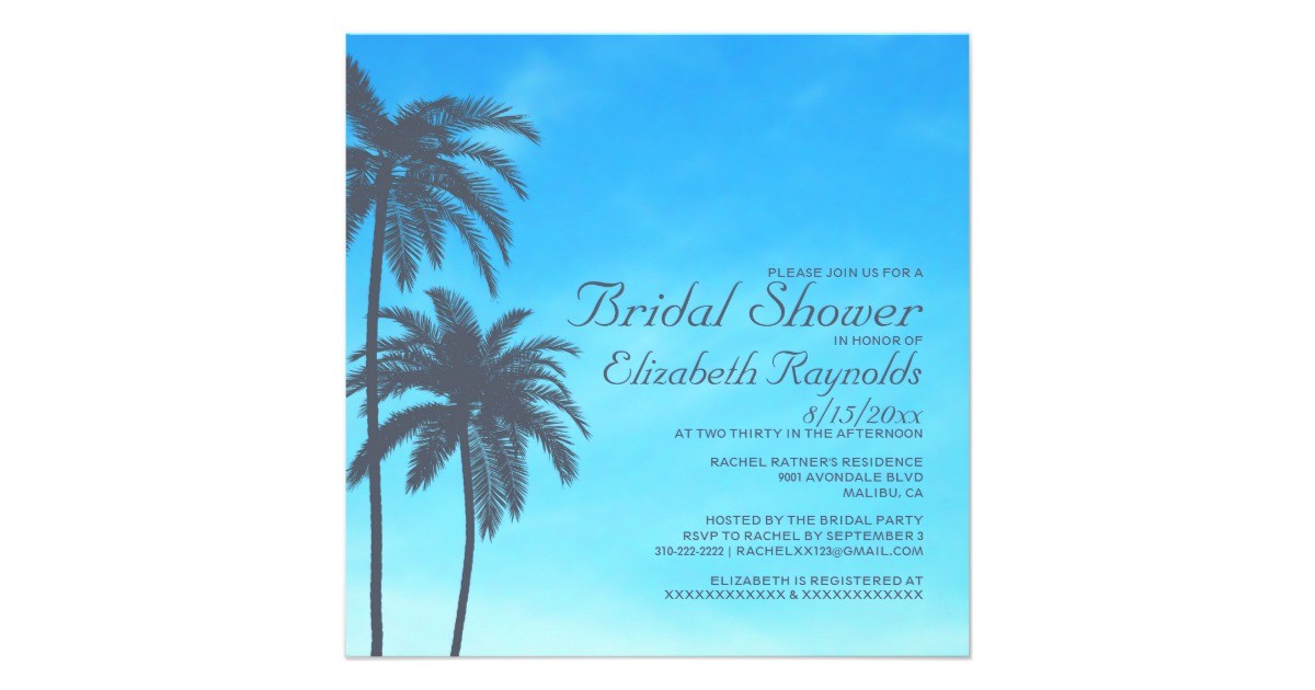 Palm Tree Bridal Shower Invitations Rustic Palm Tree Bridal Shower Invitations Zazzle