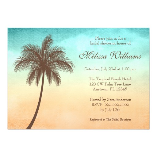 Palm Tree Bridal Shower Invitations Tropical Beach Palm Tree Bridal Shower Invitations 5 Quot X 7