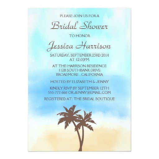 Palm Tree Bridal Shower Invitations Tropical Beach Palm Tree Bridal Shower Invitations Zazzle