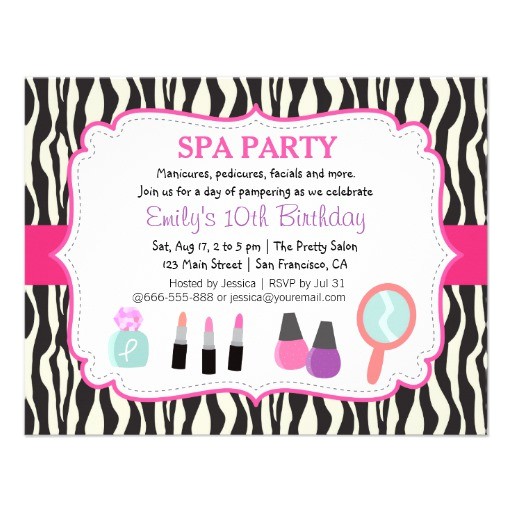 Pamper Party Invite Template Personalized Pamper Party Invitations