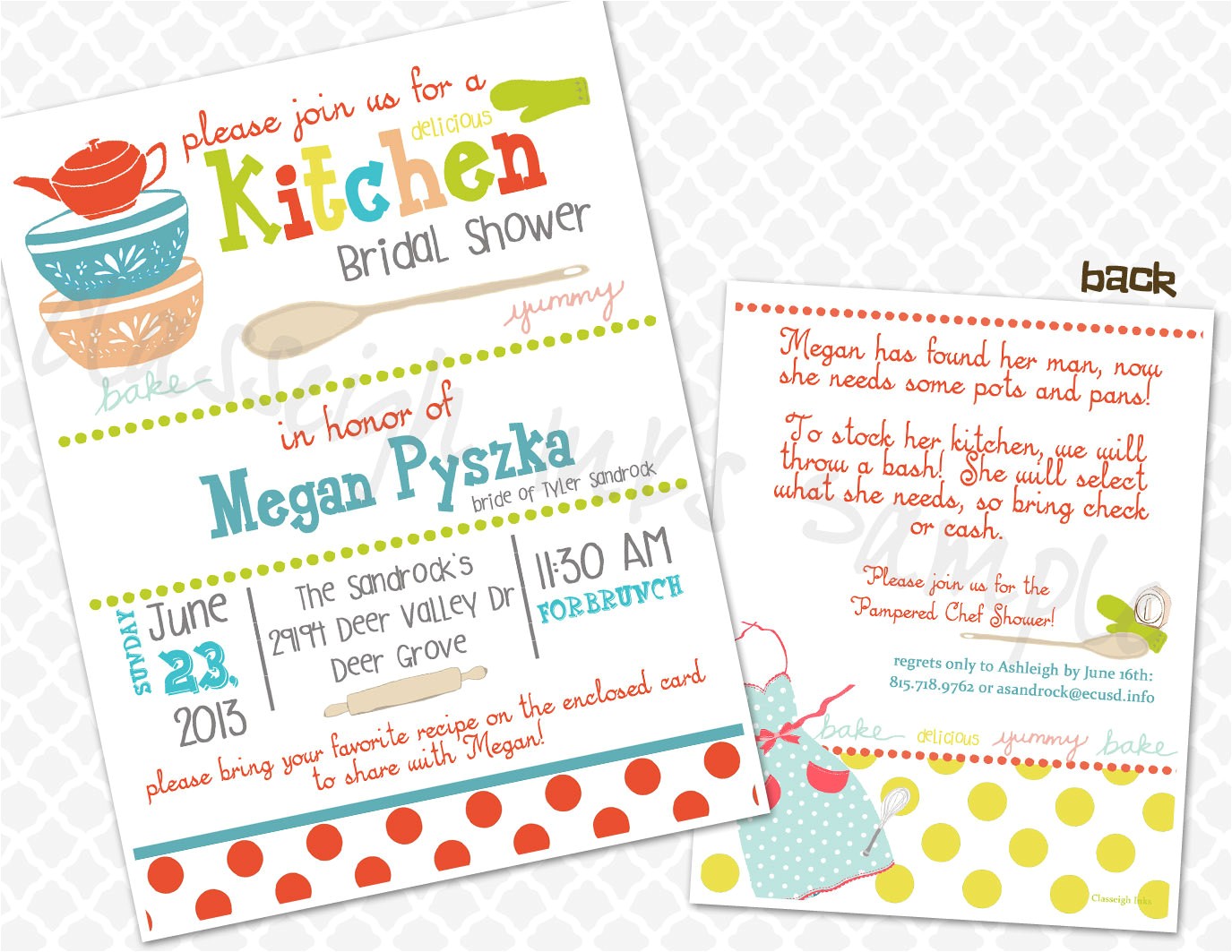 Pampered Chef Bridal Shower Invitations Pampered Chef Kitchen Recipe Bridal Shower Invitation by