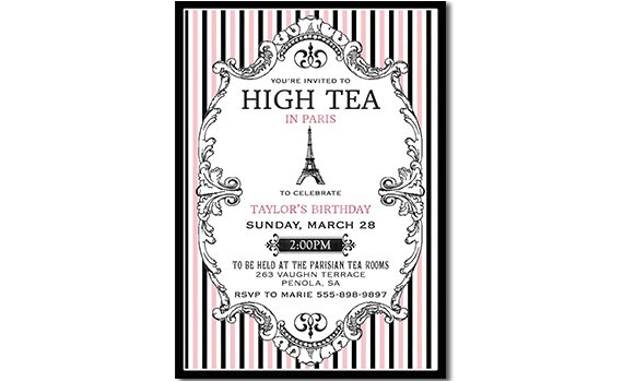 Paris Tea Party Invitation Paris High Tea Invitation Paris Tea Party Invitation Printable