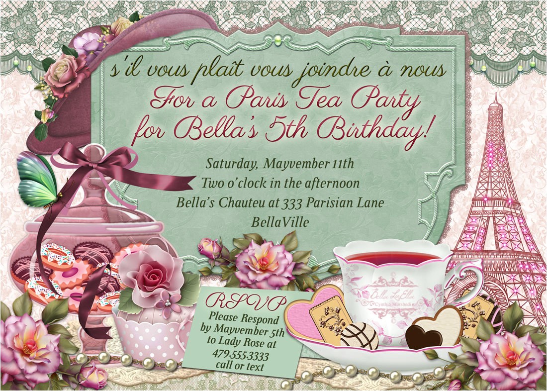 Paris Tea Party Invitation Paris Tea Party Parisian themed Tea Party Tea Party