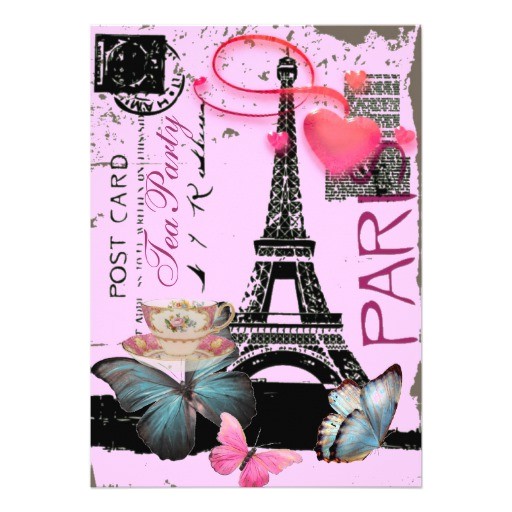 Paris Tea Party Invitation sophisticated Paris Eiffel tower Vintage Tea Party 5×7