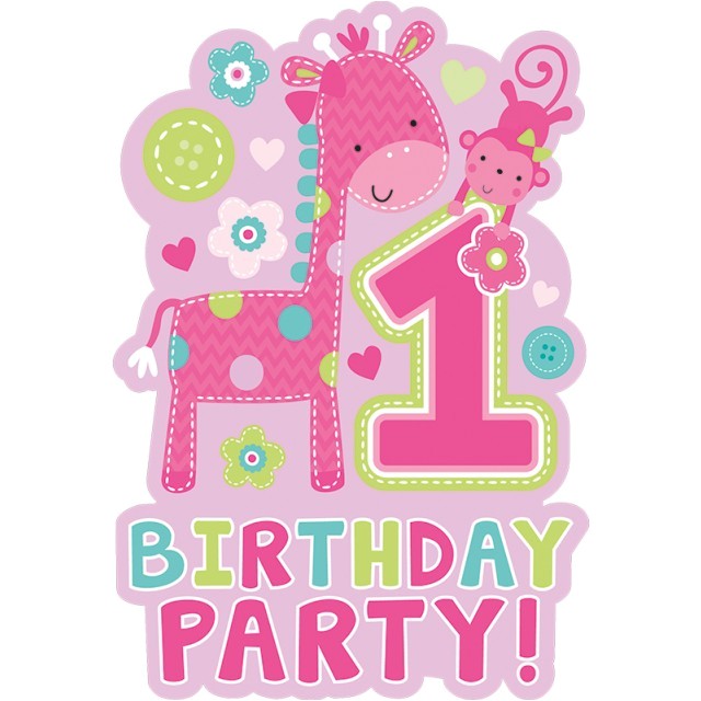 Party City 1st Birthday Invitations 8 Einladungskarten 1 Geburtstag Madchen Tiere