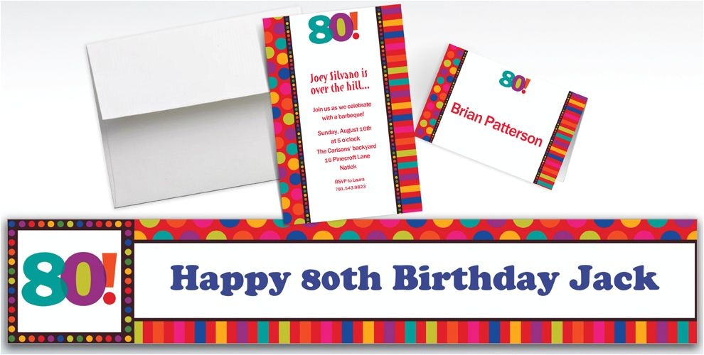 Party City 80th Birthday Invitations Custom Birthday Dots Stripes 80th Invitations Party City