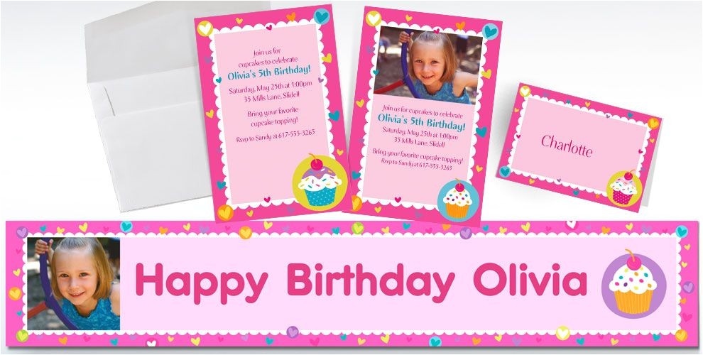 Party City Custom Birthday Invitations Custom Cupcake Party Invitations Thank You Notes Party