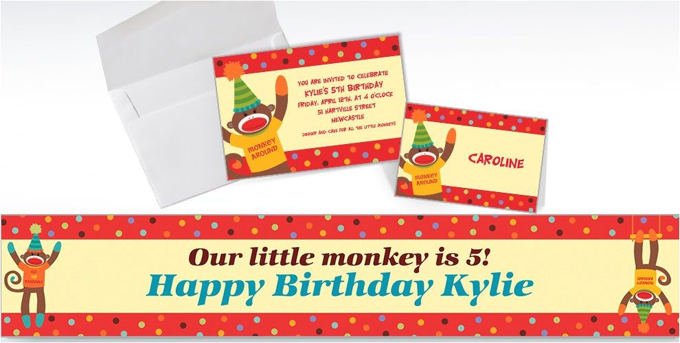 Party City Custom Birthday Invitations Custom Monkey Party Invitations Thank You Notes Party City