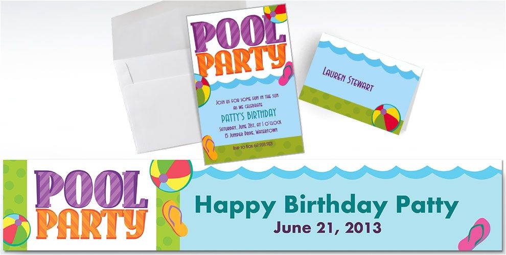 Party City Custom Birthday Invitations Custom Pool Party Invitations Thank You Notes Party City