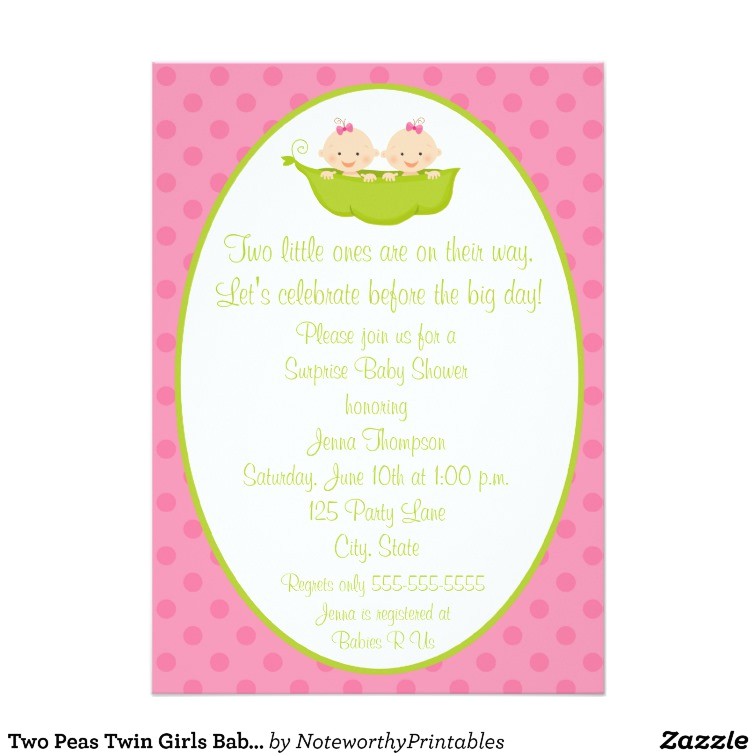 Party City Twin Baby Shower Invitations Two Peas Twin Girls Baby Shower Invitation Party City Twin Baby Shower Invitations Two Peas Twin Girls Baby Shower Invitation