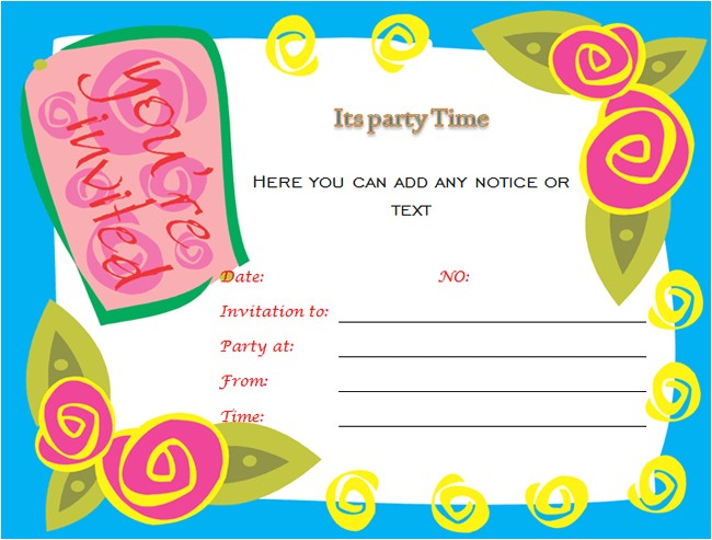 Party Invitation Template Word Birthday Party Invitations Microsoft Word Templates