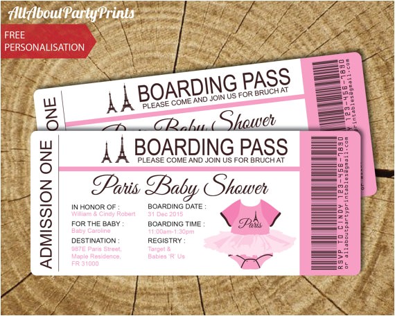 Passport Baby Shower Invitations Paris Baby Shower Passport and Boarding Pass Invitation
