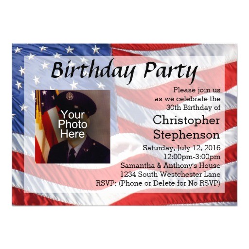 Patriotic Birthday Party Invitations Flag Photo Patriotic Birthday Party Invitation Zazzle