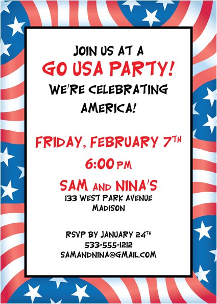Patriotic Birthday Party Invitations Patriotic Flag Party Invitation