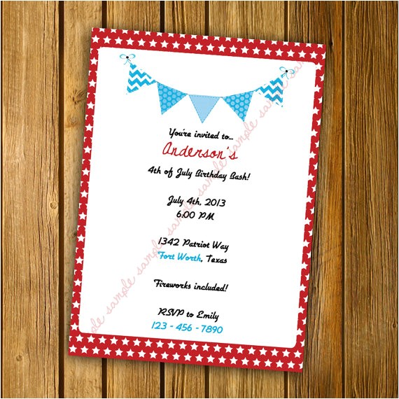 Patriotic Birthday Party Invitations Patriotic Invitation Patriotic Birthday by Loveyousohandmade