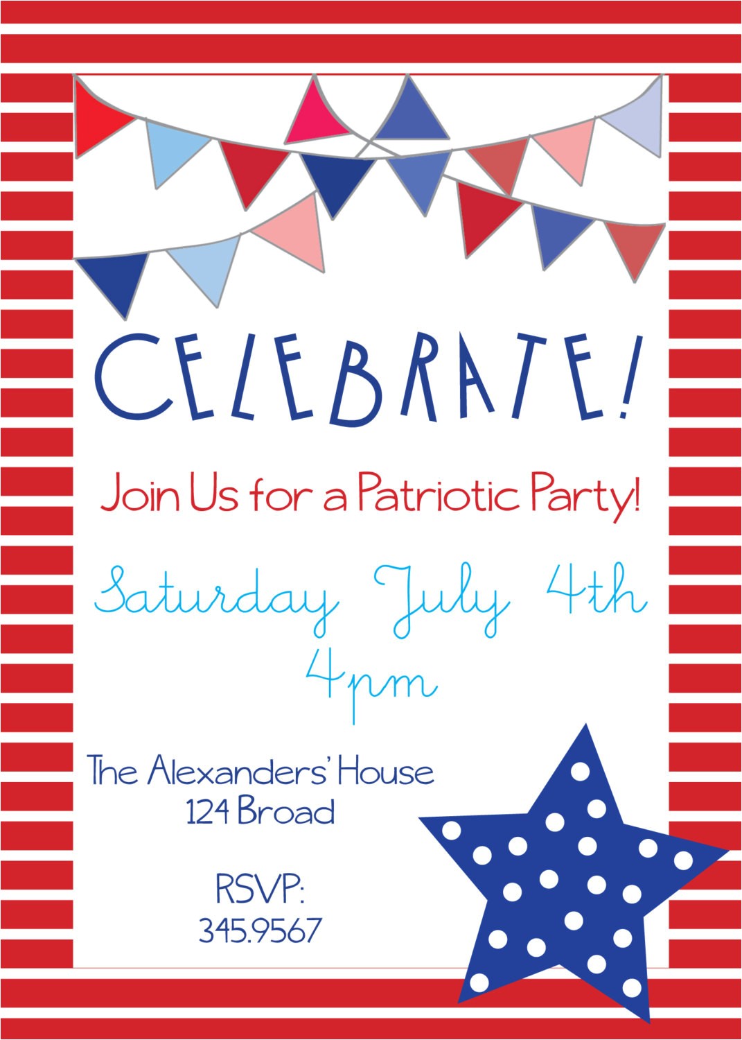 Patriotic Birthday Party Invitations Patriotic Party Invitations for Memorial Day 4th Of July or