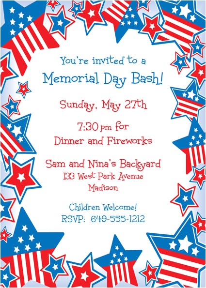 Patriotic Birthday Party Invitations Patriotic Stars Invitation