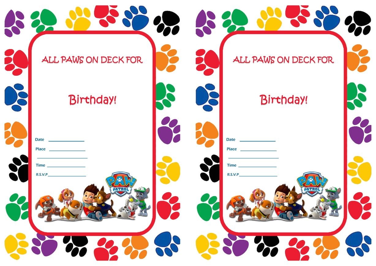 Paw Patrol Birthday Invitations Free Template Paw Patrol Birthday Invitations Birthday Party