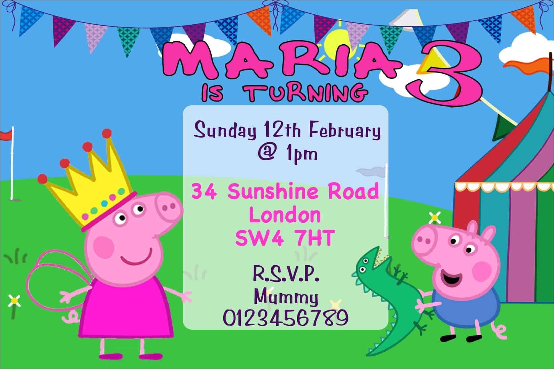 Peppa Pig George Party Invitations 10 Personalised Peppa Pig and George Birthday Party Peppa Pig George Party Invitations 10 Personalised Peppa Pig and George Birthday Party