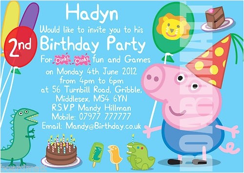 Peppa Pig George Party Invitations Peppa Pig George Personalised Party Invitations or Peppa Pig George Party Invitations Peppa Pig George Personalised Party Invitations or