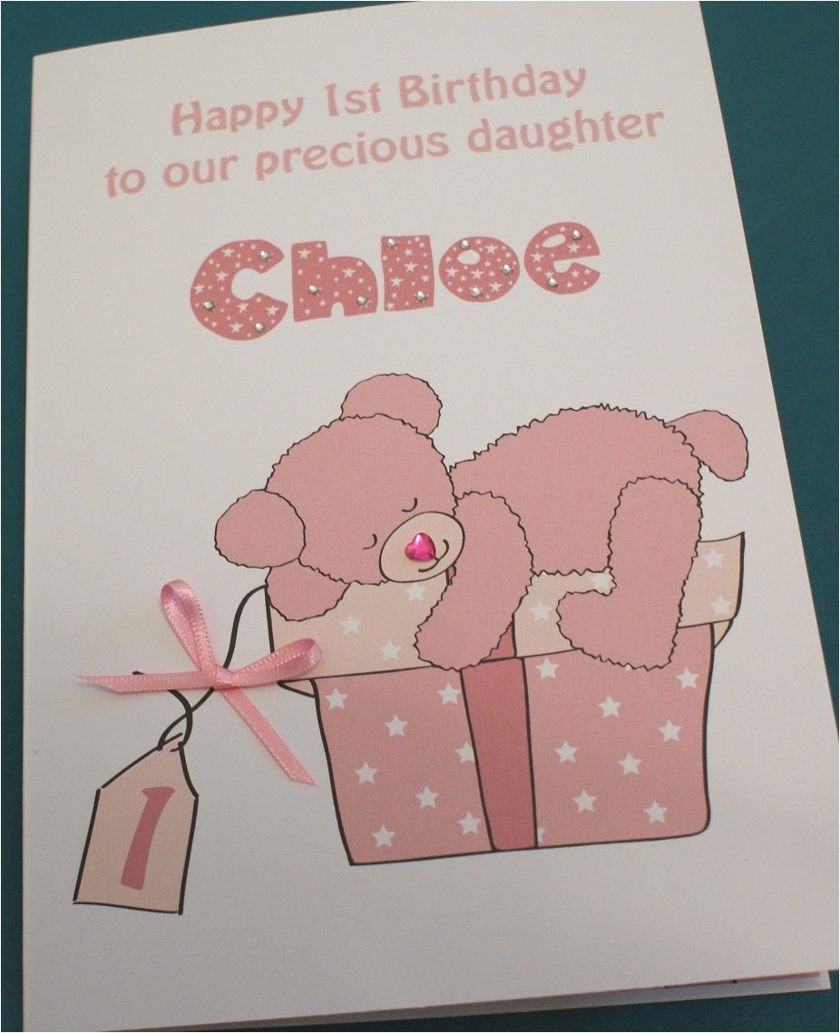 Personalised 1st Birthday Cards for Granddaughter Large Handmade Personalised Baby Girl 1st Birthday Card