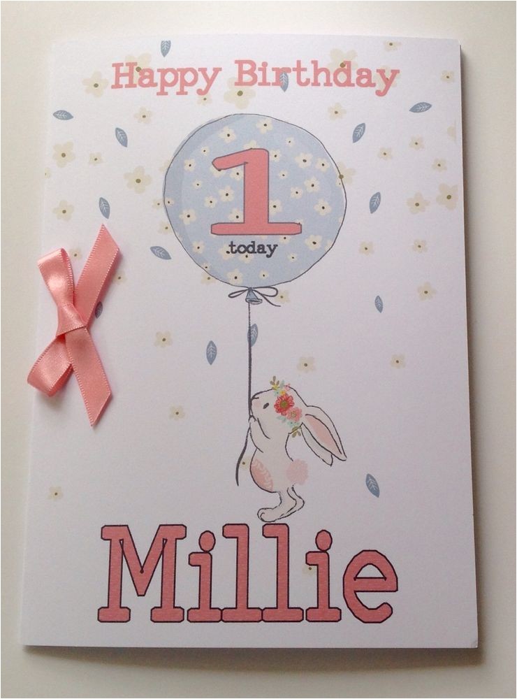 Personalised 1st Birthday Cards for Granddaughter Personalised Bunny 1st Birthday Card Daughter