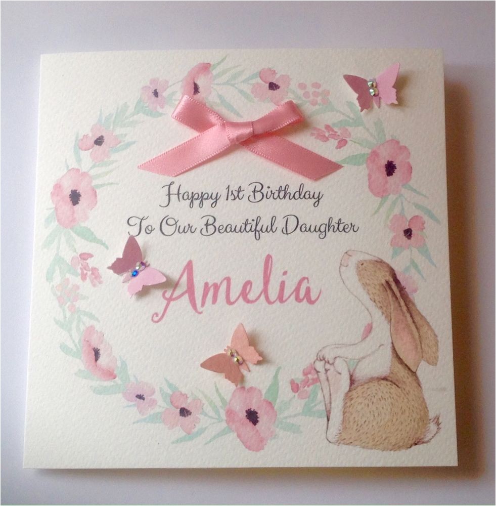 Personalised 1st Birthday Cards for Granddaughter Personalised Bunny 1st Birthday Card Daughter