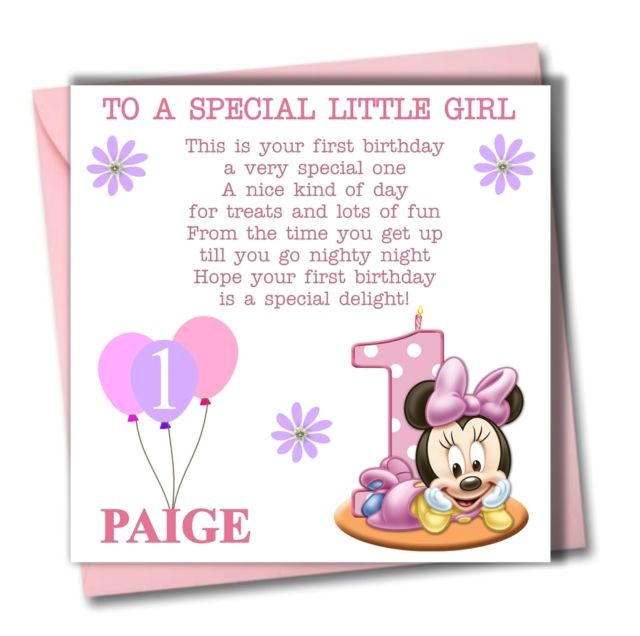 Personalised 1st Birthday Cards for Granddaughter Personalised Minnie Girl Daughter Granddaughter Babies