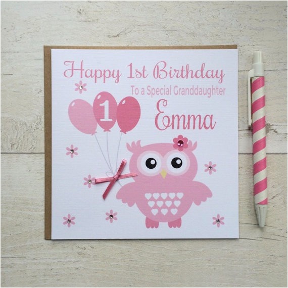 Personalised 1st Birthday Cards for Granddaughter Personalised Owl Birthday Card Granddaughter Daughter