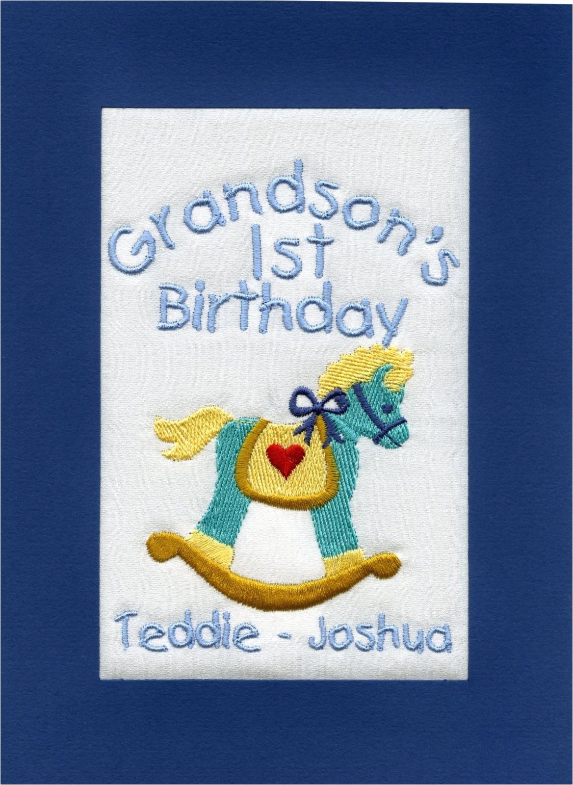Personalised 1st Birthday Cards for Grandson Handmade Personalised Embroidered Grandson 1st Birthday