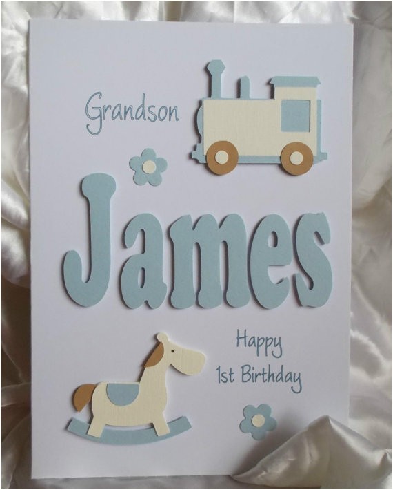 Personalised 1st Birthday Cards for Grandson Personalised Handmade 1st 2nd 3rd Etc Birthday Card son