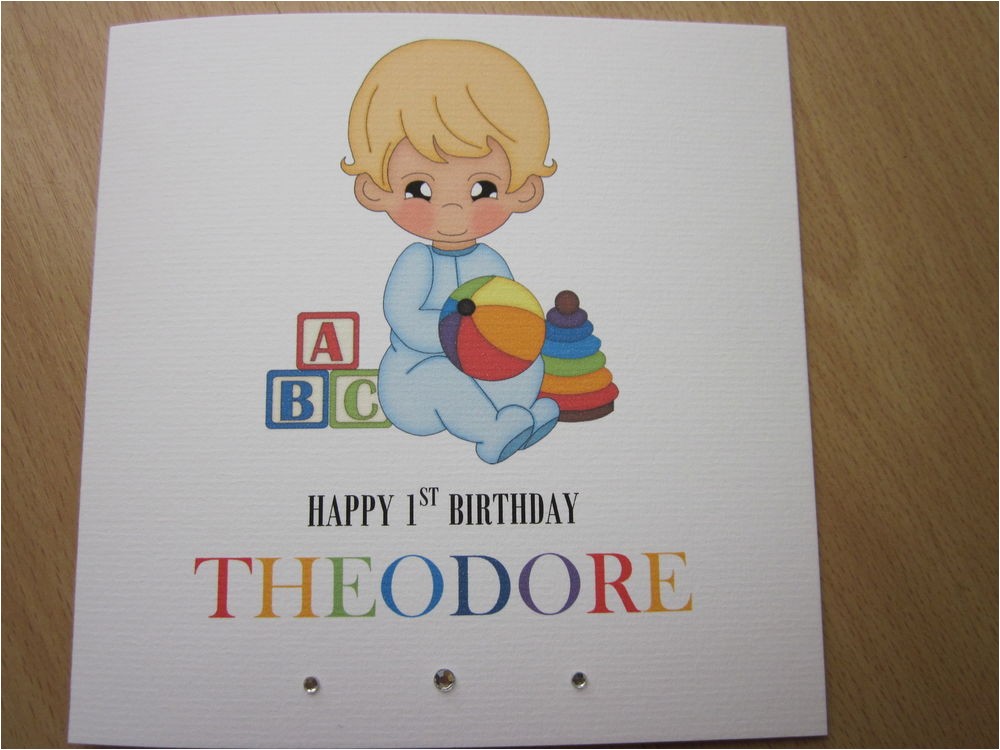 Personalised 1st Birthday Cards for son Personalised Handmade Boys 1st First Birthday Card son