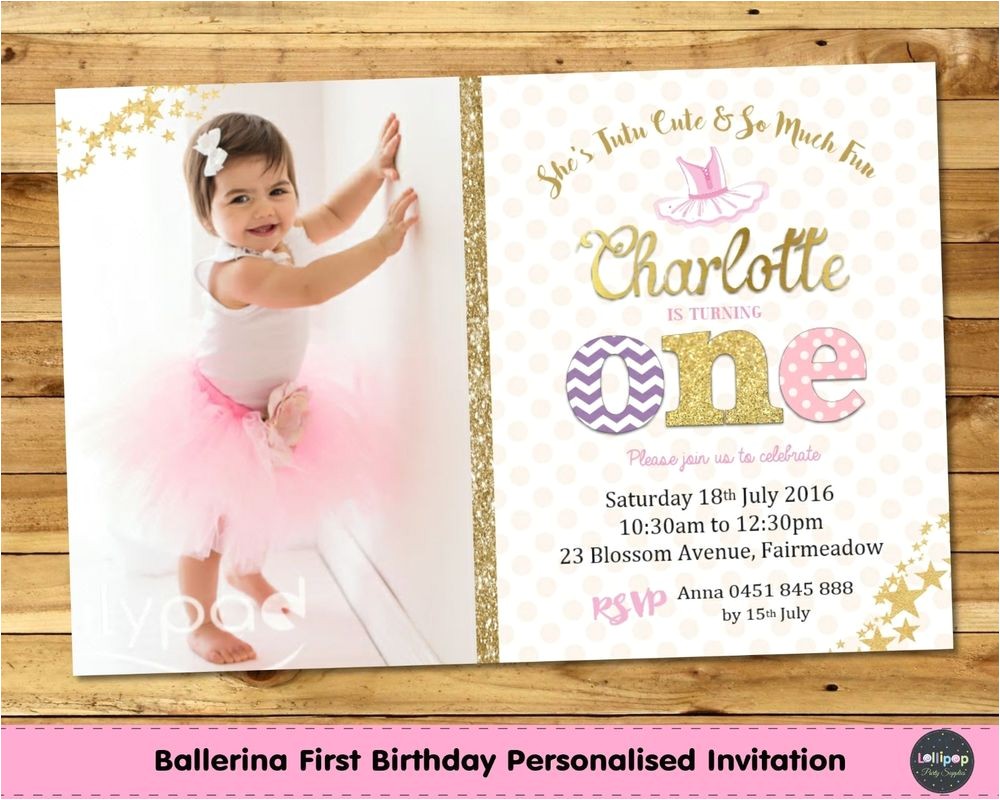 Personalised 1st Birthday Invitations Ebay Ballerina Personalised Invitation Invite 1st First