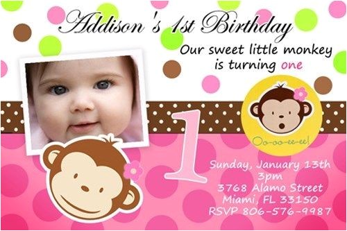 Personalised 1st Birthday Invitations Ebay Mod Monkey Birthday Party Invitation Photo 1st Baby Shower