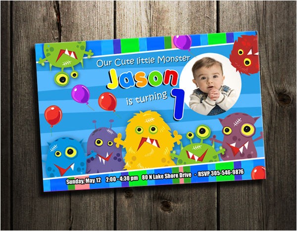 Personalised 1st Birthday Invitations Ebay Monster Little Funny Birthday Party Invitation Custom 1st