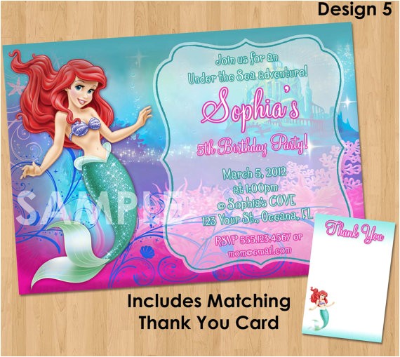 Personalized Ariel Birthday Invitations Ariel Invitation Little Mermaid Invitation by