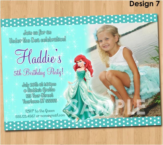 Personalized Ariel Birthday Invitations Ariel the Little Mermaid Invitation by Kidspartyprintables