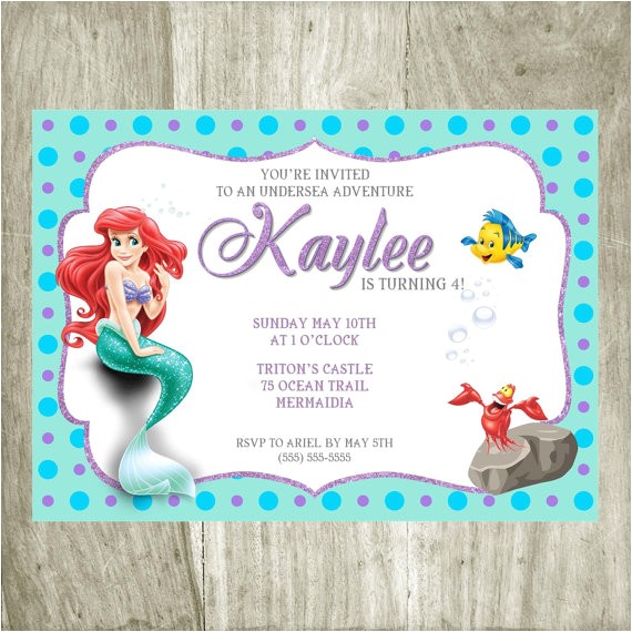 Personalized Ariel Birthday Invitations the Little Mermaid Birthday Invitation Personalized Printable