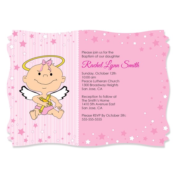 Personalized Baptism Invitation Free Angel Girl Custom Invitations Printed Personalized