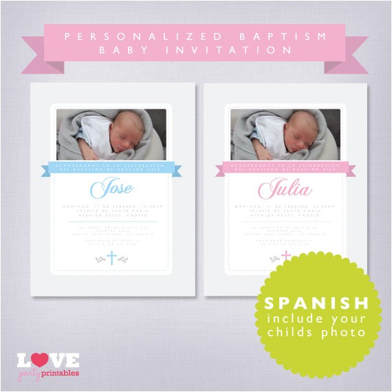 Personalized Baptism Invitations In Spanish Items Similar to Spanish Personalized Baptism Printable