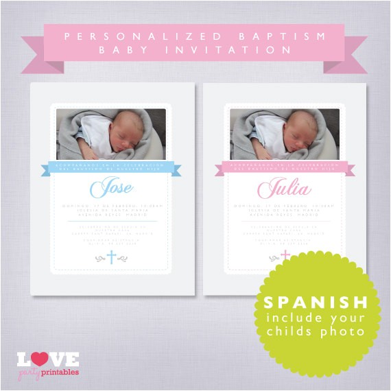 Personalized Baptism Invitations In Spanish Items Similar to Spanish Personalized Baptism Printable